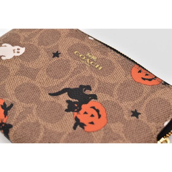 COACH Corner Zip Wristlet Signature Canvas Halloween Print Ghost Cat NEW LIMITED - Picture 12 of 16